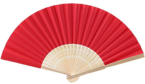 48 ventagli a mano per matrimonio,pieghevoli,pieghevoli,ideali come regalo per gli ospiti,decorazione asiatica per fai da te,estate,matrimonio,nascita,feste,fotografie,decorazione da parete,rosso