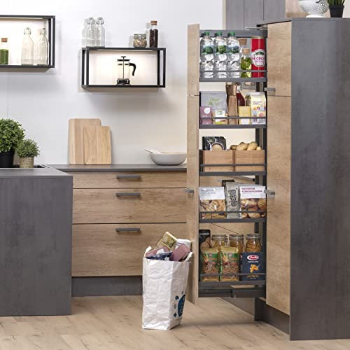SOTECH Dispensa-X Apothekerauszug ANTHRAZIT 1900-2300 mm inkl. SoftstopPlus, Clickfixx und 5 Arena Style Tablaren für 400 mm breite Schränke, Tragkraft 100 Kg Apothekerschrankbeschlag