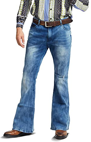 Jeans Acampanados para Hombre, Trajes de los Años 70, Pantalones de Discoteca, Azul2, 36W