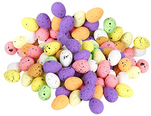 100 Piezas Moteada Huevos de Pascua,3.8 cm Huevos de pájaro de simulación DIY Graffiti Huevos,Coloridos Huevos Moteados Decorativos para Fiesta de Pascua,Huevos de Pascua de bricolaje decoración