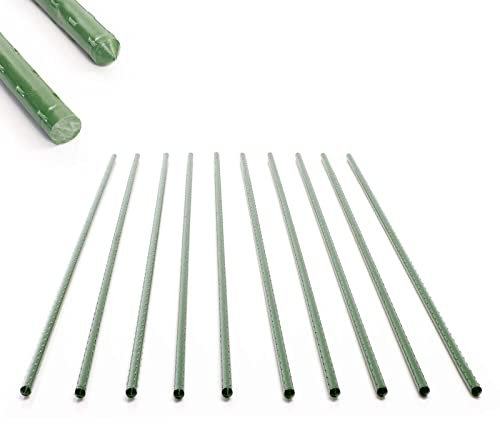 Toboli Sostegno piante 10 Tutori per piante giovani 150cm Ø11mm verde, metallo/plastica, Bastoni di supporto