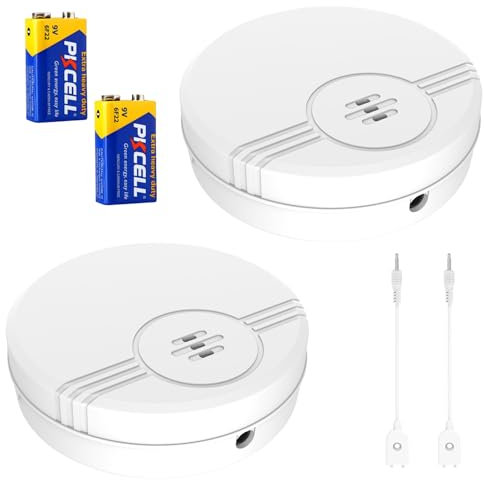 Erdiegle Detector de Fugas de Agua, 135dB Alarma Sensor de Agua Detector de Inundaciones para Sótanos, Baños, Lavaderos, Cocinas, Garajes y Áticos(6F22/9V Baterías Incluidas) (2 Pack)