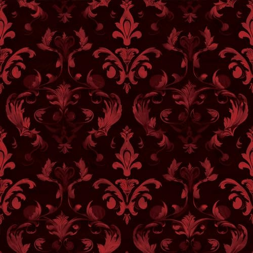 FLFK Vintage Red Wallpaper Gothic Peel and Stick Wallpaper 16 x 128 Vinly Self-Adhesive Contact Paper for Kitchen Bathroom Bedroom Dining Room Accent Wall Decor