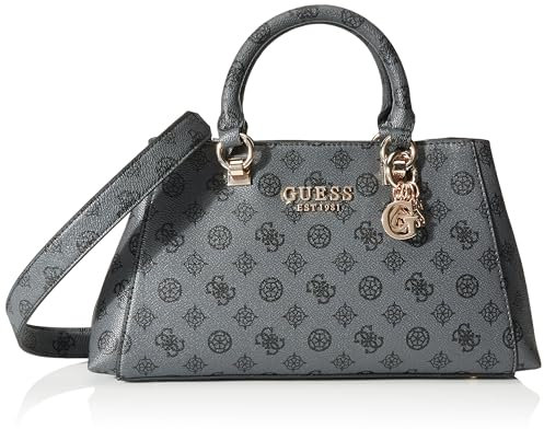GUESS Evelune Girlfriend Satchel Charcoal Logo