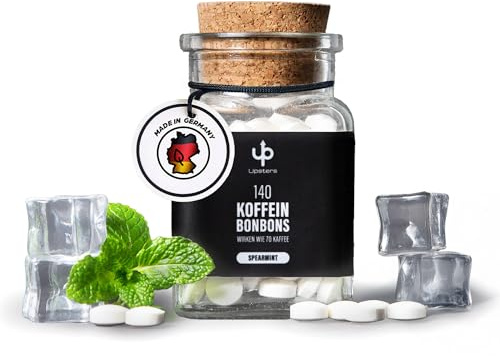 Upsters Koffeinbonbons Spearmint | Alternative zu Koffeintabletten | 140 Stück mit Koffein & B-Vitaminen – Energie wie 70 Kaffees | Zuckerfrei & vegan | Für Arbeit, Lernen & Autofahrten