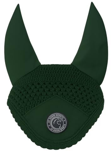 AK Bonnet Anti-Mouches pour Chevaux – Oreilles en Lycra Doux, Crochet Serré, Ajustement Confortable – Bonnet Équestre pour Chevaux de Sport AKRS-6069-01 (Vert forêt, X-Full / (XL))