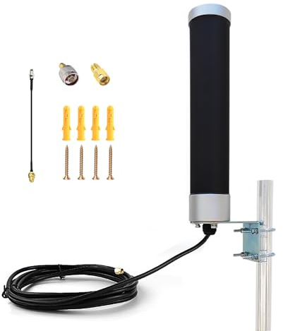 Outdoor Omni Cellular Antenna Kit for 5G 4G LTE GSM T-Mobile Cell Phone Signal Booster Router Modem Gateway Hotspot Security Camera | Broadband 600-6000MHz w/ 9.8ft Cable TS9 RP SMA N Adapter