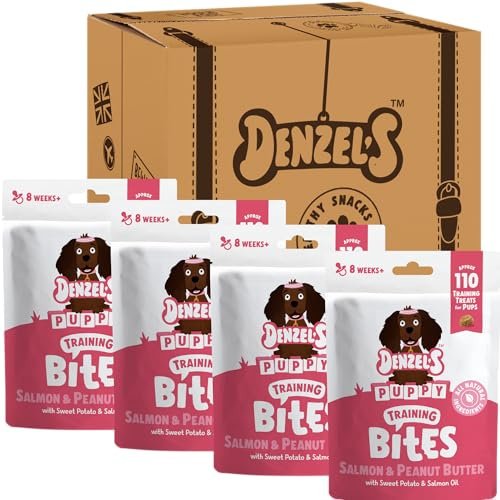 Denzel's All Natural Puppy Treats - Training Bites - Salmon & Peanut Butter (4 x 100g)