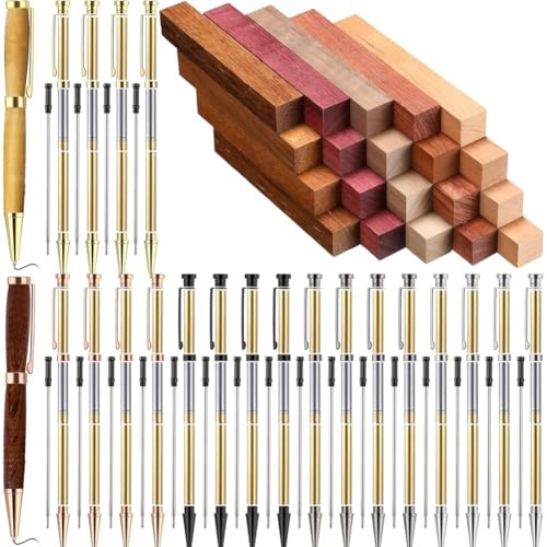 Harewtwy Kit di Penna da 20 Set In Legno Tra Cui Kit Penna Sottile da 7 mm per il Tornio Che Gira il Pacchetto di Forniture per Progetti di Fai -da -Te