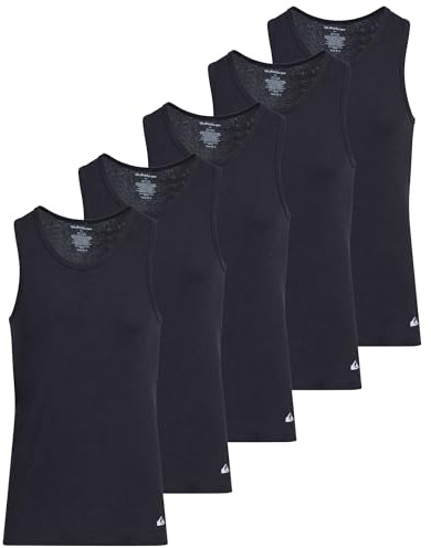 Quiksilver Undershirt Tank Tops for Men - 5 Pack Lightweight Ribbed Tanktops Black