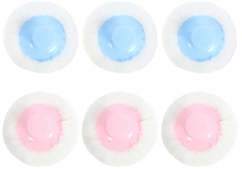 FUNOMOCYA 6 St Plysch Puderpuff för Pojke Rund Kroppspuderapplikator i Komfortmaterial Portabel Puderpuff för Jämn och Skonsam Applicering av Babypuder Lämplig för Ansikte och