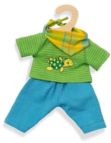Heless 1721 - Fair Trade Bekleidungs-Set für Puppen, Outfit Max, 3 teilig mit Hose, Shirt und pfiffigem Halstuch, Größe 28-35 cm