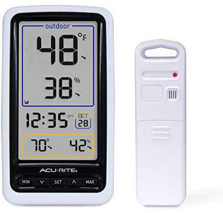ACURITE Wireless Thermometer with Indoor/Outdoor Temperature and Humidity, White