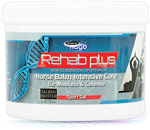 Rehab+ hästsalva | värdefulla extrakt + oljor från arnika, hästkastanj, vitamin-E, avokado, mynta, timjan och rosmarin | Balm med MUSKATER & förspänning | 500 ml