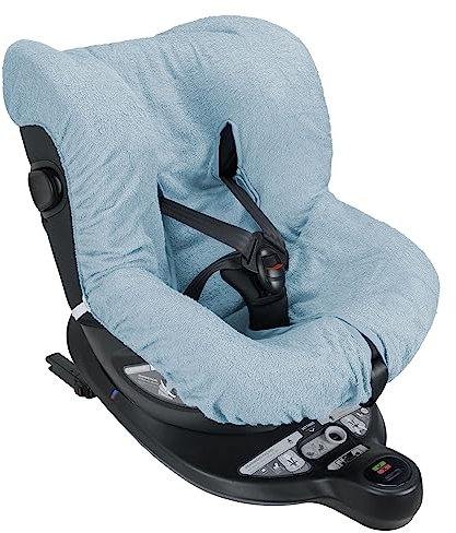 Baby Idea Housse pour siège d'enfant auto universelle 0/18 kg en double éponge de coton, 100% coton, lavable avec passage, sangles - Fabriquée en Italie (Bleu)