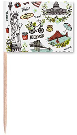 Spring Liberty White House USA Graffiti Toothpick Flags Marker Topper Party Decoration