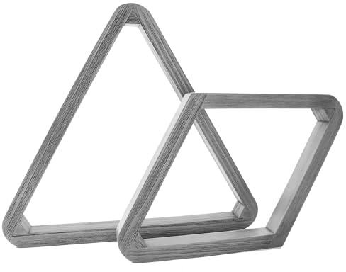 GSE Games & Sports Expert Deluxe Heavy Duty Solid Wood Billiard 8-Ball Triangle or 9-Ball Diamond Pool Ball Racks for 2-1/4 Pool Balls (Brushed Grey Triangle & Diamond Rack)