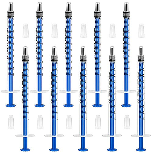 10 Pièces Seringue 1ml, Seringues avec capuchons, seringues scellées individuellement(sans aiguilles) Pour L'artisanat, L'alimentation Des Animaux Domestiques, L'industrie et La Science
