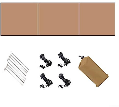 Khaki Camping Windschutz, 210D Oxford Tuch mit Silberbeschichtung Windblocker Kit, geeignet für Strand Gras Felsen Campingplatz Typ C