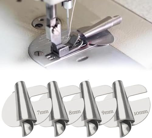 Kryzalite 4 Stück Nähfuß für overlock-nähmaschinen, Nähmaschinenfüße, Nähzubehör, Rollsaumfuß, Startseite Industrieller gebogener Scroll-Hemmfuß (7mm - 10mm)