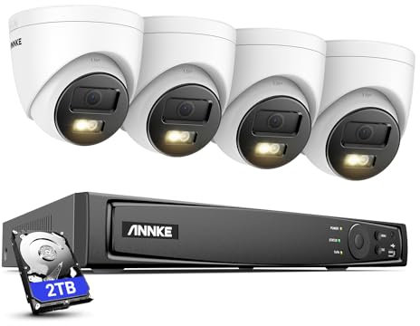 ANNKE 12MP Caméra de Surveillance Extérieure, Kit Vidéo Surveillance avec 8CH 2To NVR et 4X 12MP Caméra IP PoE, Détection de Personnes/véhicules, Vision Nocturne en Couleur, IP67 Etanche