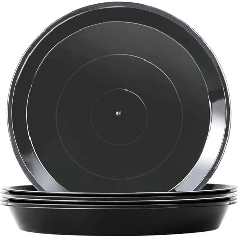 thirei Lot de 5 soucoupes en plastique pour pots de fleurs, 30 cm, pour plantes d'intérieur et d'extérieur, noir