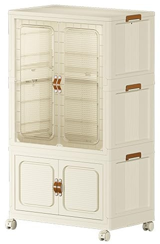 Armadio portatile – Organizer pieghevole in plastica con porta magnetica trasparente e ruote per vestiti, ideale per soggiorno e camera da letto
