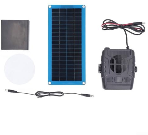 Calentador de aire caliente con energía solar para gallinero, invernadero pequeño, casa de perro y gato, solución de calefacción portátil para exteriores, solución de calefacción negra, ligera