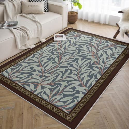 LANDERSION Tappeti a foglia salice 180x240cm Tappeto classico stampato d'arte per soggiorno tappeto antiscivolo morbido a pelo basso tappeti interno per camera da letto ingresso ufficio