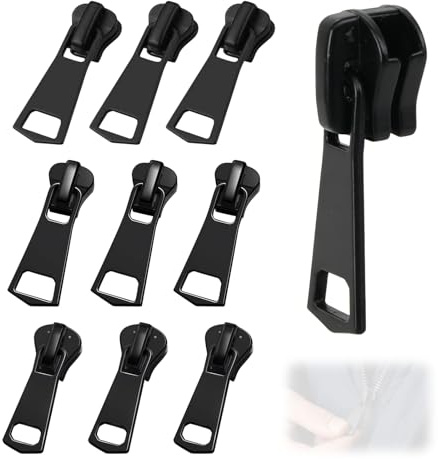 9 unidades de Reparador de Cremallera, Herramienta para Arreglar Cremallera con Tirador y Cursor, Ideal para Reparación de Cremalleras en Ropa, Zapatos y Maletas