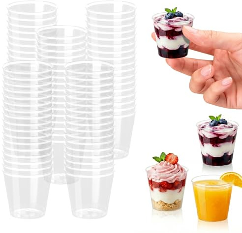 BBLYNING 150 Piezas Vasos Chupito Plastico Reutilizables, 30ml/3cl Vasos de Plástico Transparente, para Cumpleaños, Picnic, Fiestas, Barbacoa