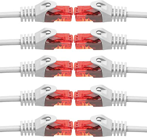 BIGtec 10 Stück – 5m LAN Kabel Netzwerkkabel Patchkabel Ethernet 2 x RJ45 Stecker High Speed weiß kompatibel zu Cat.5 Cat.6 Cat.7 Cat.8 Switch Router Modem Patchpanel Access Point Patchfeld
