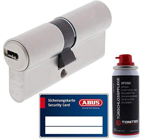 ToniTec Set aus ABUS Schließzylinder Türzylinder als Doppelzylinder EC660 GS gleichschließend inkl. 3 Schlüssel je Bestellung mit Sicherungskarte Größe 40 50mm + ToniTec Pflegespray