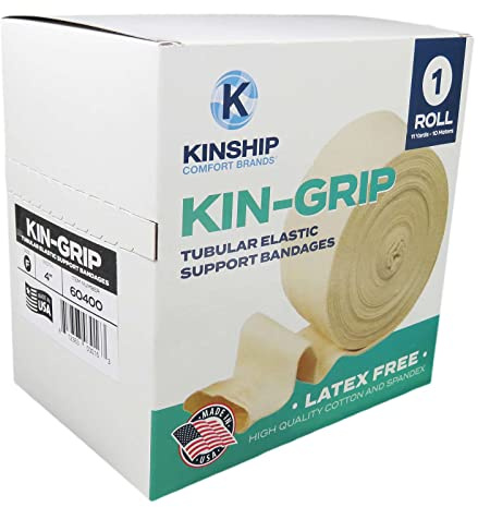 KinGrip Tubular Elastic Support Bandages by Kinship Comfort Brands Tubular Bandage Protects Fragile Skin Latex-Free Wound Care for Edema and Lymphedema Support | Made in USA | Size F 4”x11 Yards
