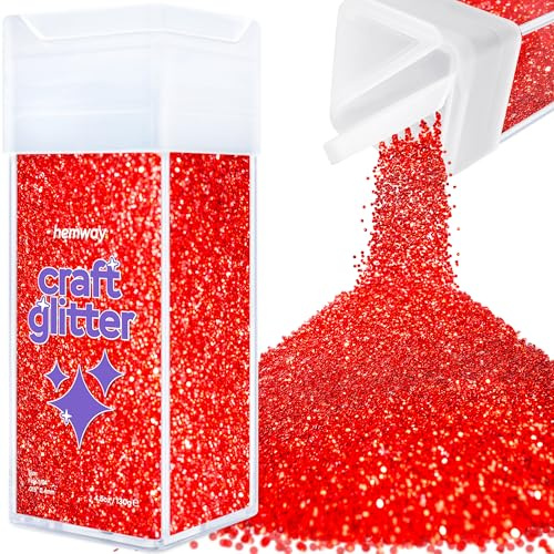 Hemway Craft Glitter Shaker Red 130g Fine | for Resin & Epoxy Crafts, Christmas Art Supplies, Nail, Body, Face, Eye, Festival, Crafting, Slime, Sparkle