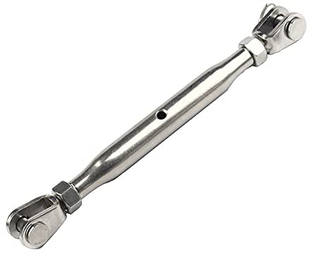 Tendeur Powertool en acier inoxydable 304 M5 à mâchoire fermée - Vis à fourche polie et soudée pour applications marines, voile, bateau et industrielles, argent
