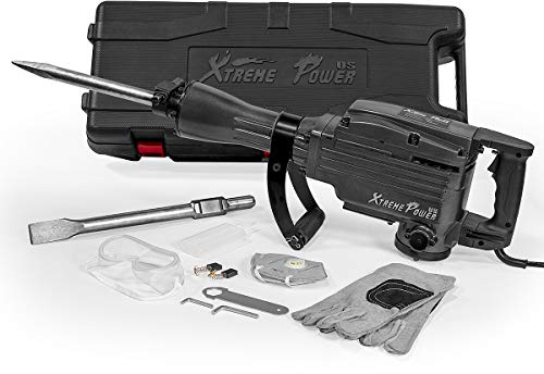 XtremepowerUS 2200W Electric Demolition Jack Hammer With Point & Flat Chisel Bits 1-1/8 Hex Construction Concrete Breaker Punch Drill