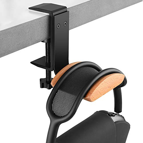 Linkidea hörlursställ kompatibelt med Apple AirPods Max, hållare i trä med klämfäste, krok under skrivbord för gaming, kontor och bord (bok)