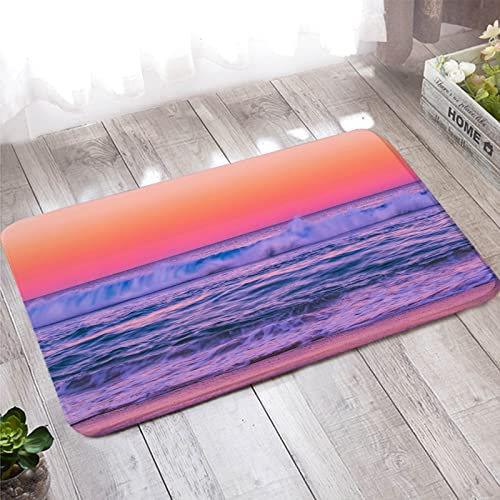 Bishilin Badezimmer Teppiche 50x160 Waschbar, Fußmatte Innen Landschaft Motiv Sonnenuntergang und Meer Muster Türmatte Innen rutschfest