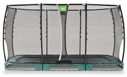 EXIT Toys Allure Premium Rechteckiges Bodentrampolin - 214x366cm - Extra Lange Federn für erfahrene Springer - Mit Fußschutzsystem - Premium-Sicherheitsnetz - Wasserdicht - Grün