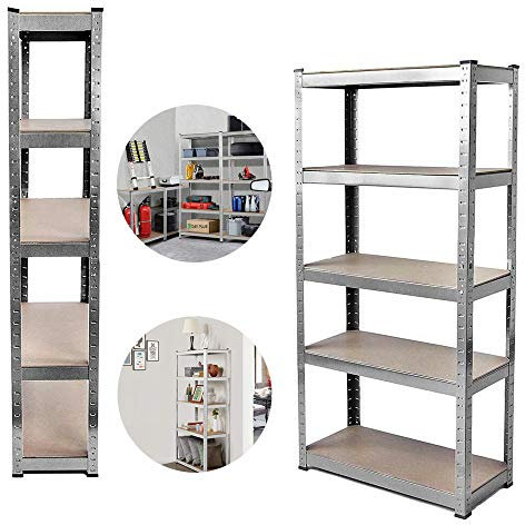 EFAN Estantería de Garaje - 200x100x50cm | Estantería de Almacenamiento de 5 Niveles (175kg por Estante), Estanteria Sin Pernos de Resistente para Taller, Cocina, Oficina, Galvanizado