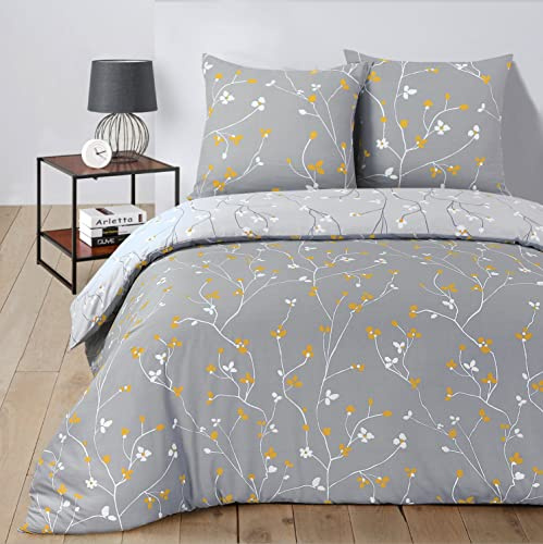 Vision - Freya vändbara sängkläder set - påslakan 260 x 240 cm med 2 örngott för king size-säng för 2 personer - 100 % bomull