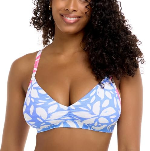 Body Glove Women's Drew D, Dd, E, F Cup Bikini Top Swimsuit with Adjustable 2-Way Back Detail, Petal Print