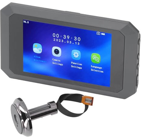 Judas de Visionneuse de Porte, Sonnette Vidéo 1080P avec écran Couleur de 3,97 Pouces, Judas de sécurité, Détection de Mouvement, Appel Double Voie, Caméra Judas, Batterie 1400