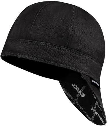 ARCCAPTAIN Reversible Welding Cap, 8-Panel FR Welders Cap, Black, 7 1/4