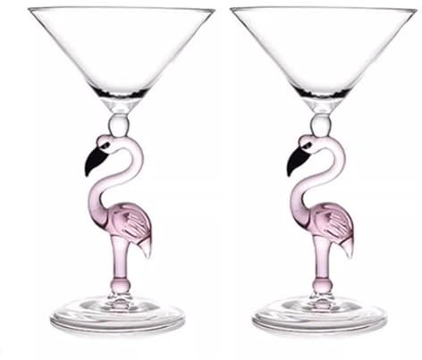 Jarsense Juego de 2 copas de cóctel con forma de flamencos, copas de champán de calidad, copas de Martini Exspresso, para boda, fiesta, cena familiar para mujer, regalo de 200 ml