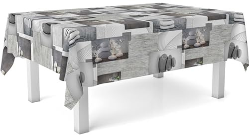 ECOMMERC3 | Tovaglia in tela cerata dimensioni 100x140 cm repellente macchie - Tovaglia in tela cerata color ZEN PIETRE 100% Made in Spain - Non trasferisce liquidi