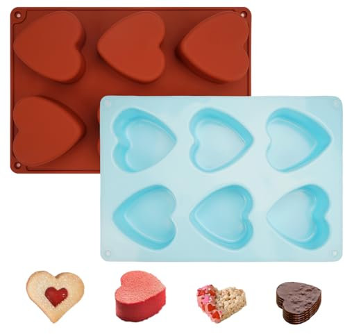 Moule Coeur en Silicone 6 Cavités pour Pâtisserie - Pour Gâteaux, Gelée, Fromage et Petit Gâteau