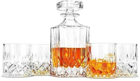 karaff rödvin karaff Karaffset, Premium 750 ml kristallkaraff med 4 × 300 ml glas, Rock Barware for fest och hemmabar