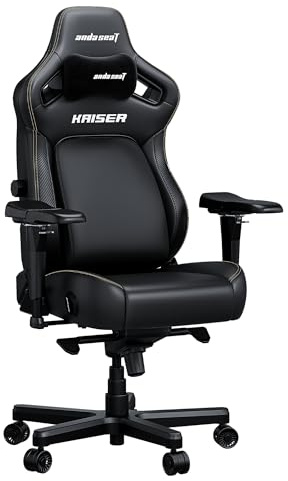 Anda Seat Kaiser 4 Gaming Chair for Adults - XL Reclining Video Game Chairs with 4-Level Pop-Out Lumbar, Stain-Resistant Faux Leather, Heavy Duty Neck & Back Support - Black Ergonomic Gaming Chair